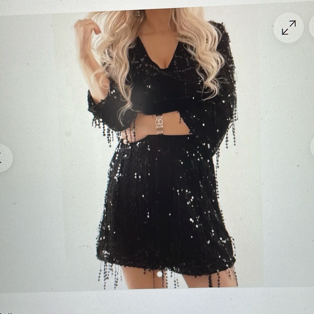 Zara dangly sequin tassel dress